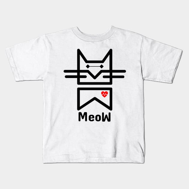 Meow Kitten cat Cute cats lover Kids T-Shirt by NAGANIES